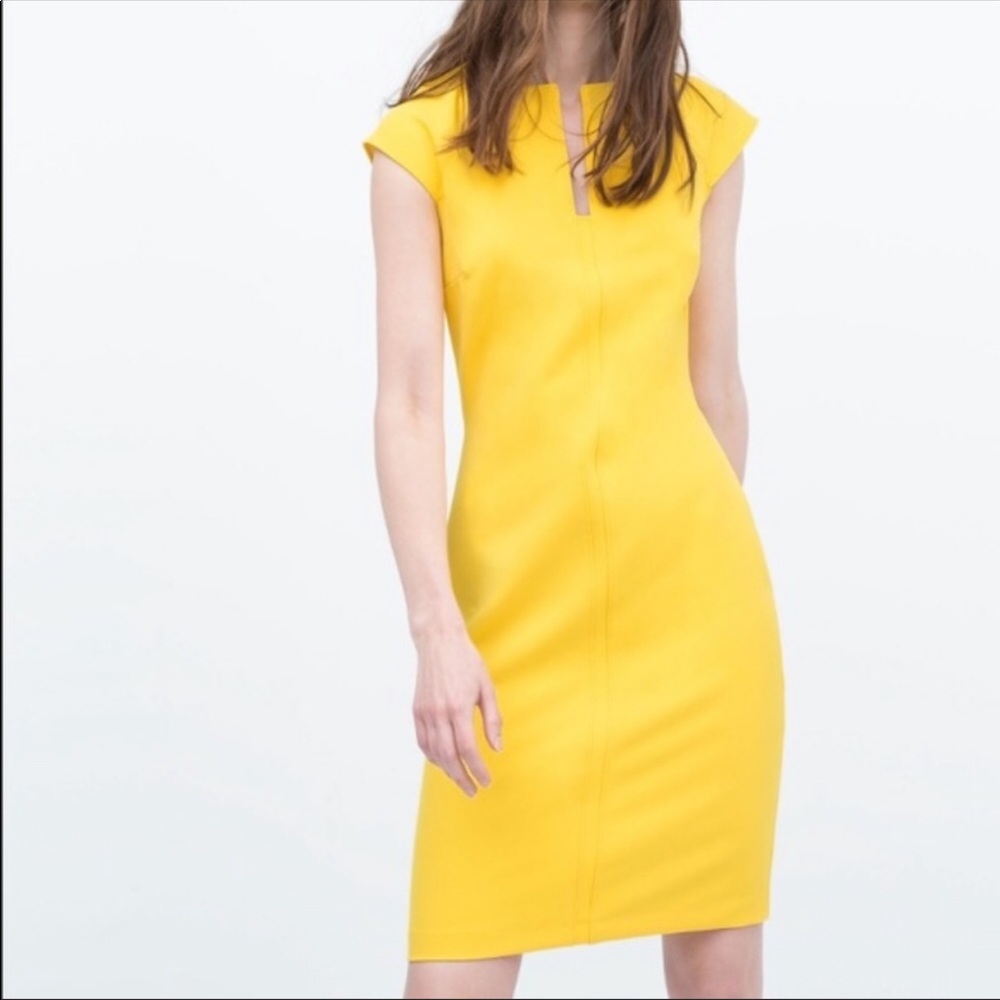 Zara canary yellow sheath dress